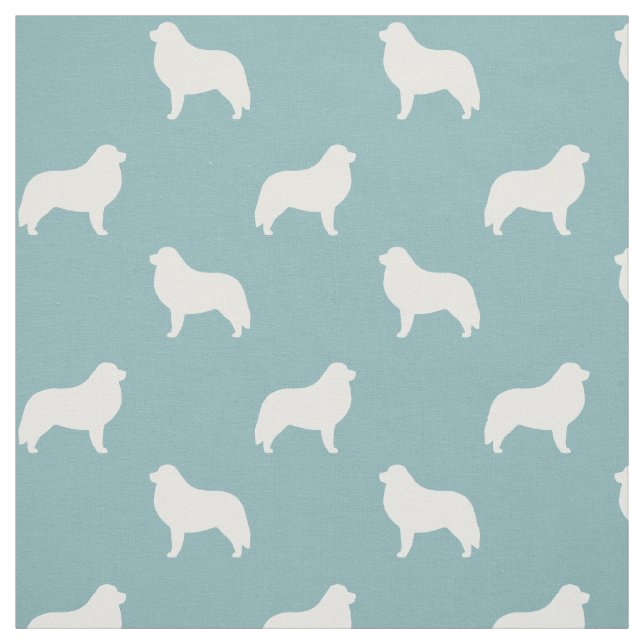 Great Pyrenees Dog Breed Silhouettes Patterned Fabric (Swatch)