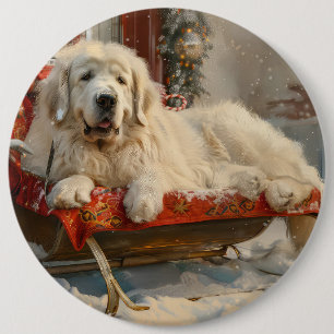 Great Pyrenees Dog Christmas Festive 6 Inch Round Button