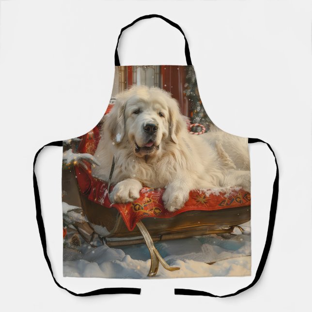 Great Pyrenees Dog Christmas Festive Apron (Front)