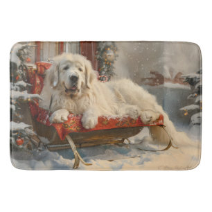 Great Pyrenees Dog Christmas Festive Bath Mat