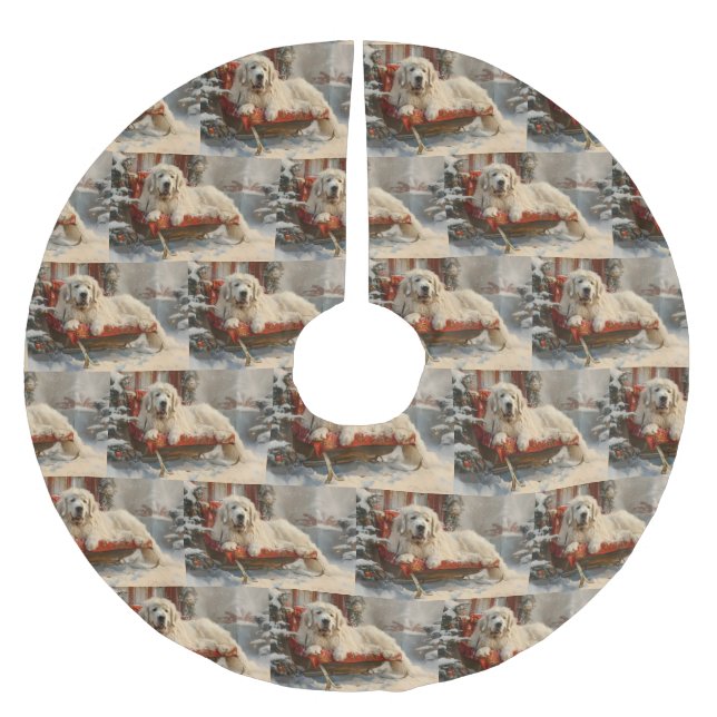 Great Pyrenees Dog Christmas Festive Brushed Polyester Tree Skirt (Front)
