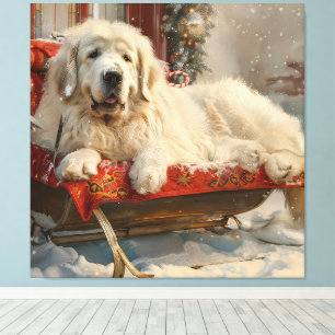 Great Pyrenees Dog Christmas Festive Canvas Print