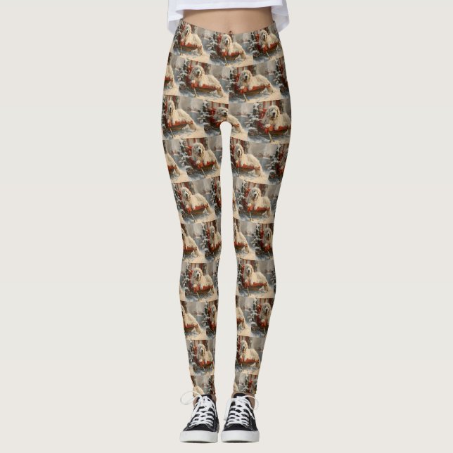Great Pyrenees Dog Christmas Festive Leggings (Front)