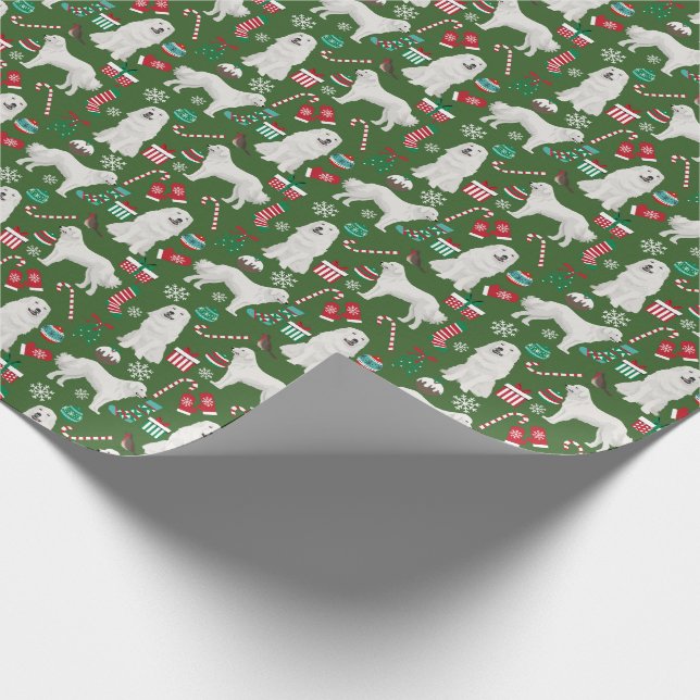 Great Pyrenees Dog Christmas holiday Wrapping Paper (Corner)