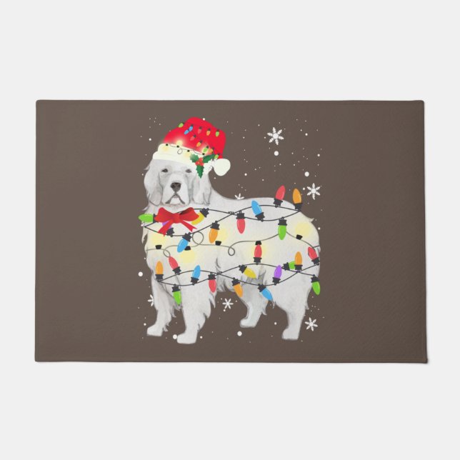 Great Pyrenees Dog Christmas Light Xmas Mom Dad Doormat (Front)