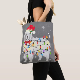 Great Pyrenees Dog Christmas Light Xmas Mom Dad Tote Bag