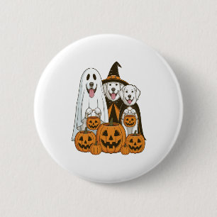 Great Pyrenees Dog Ghost Witch Halloween Matching  2 Inch Round Button