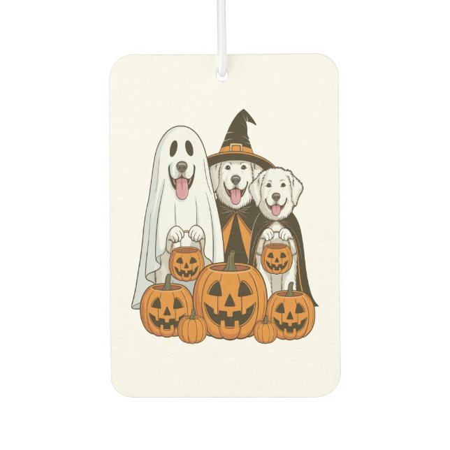 Great Pyrenees Dog Ghost Witch Halloween Matching  Air Freshener (Front)