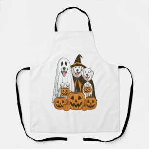 Great Pyrenees Dog Ghost Witch Halloween Matching  Apron