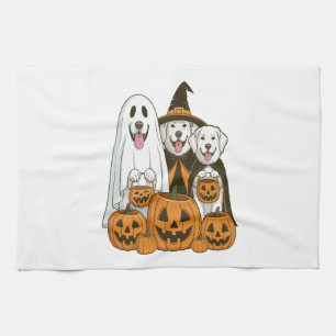 Great Pyrenees Dog Ghost Witch Halloween Matching Kitchen Towel