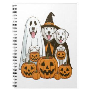 Great Pyrenees Dog Ghost Witch Halloween Matching  Notebook