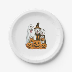 Great Pyrenees Dog Ghost Witch Halloween Matching  Paper Plate