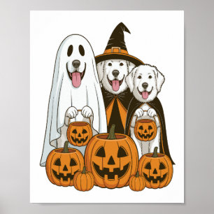 Great Pyrenees Dog Ghost Witch Halloween Matching Poster