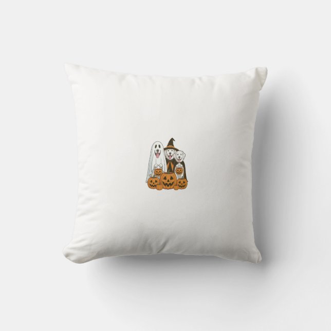 Great Pyrenees Dog Ghost Witch Halloween Matching  Throw Pillow (Front)