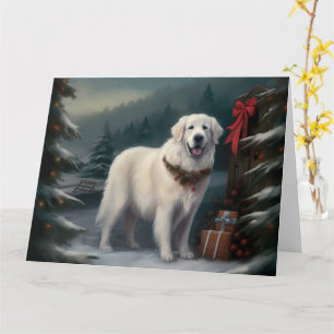 Great Pyrenees Dog in Snow Christmas Card