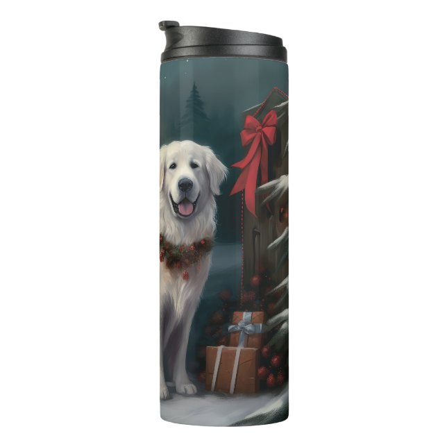 Great Pyrenees Dog in Snow Christmas Thermal Tumbler (Rotated Right)
