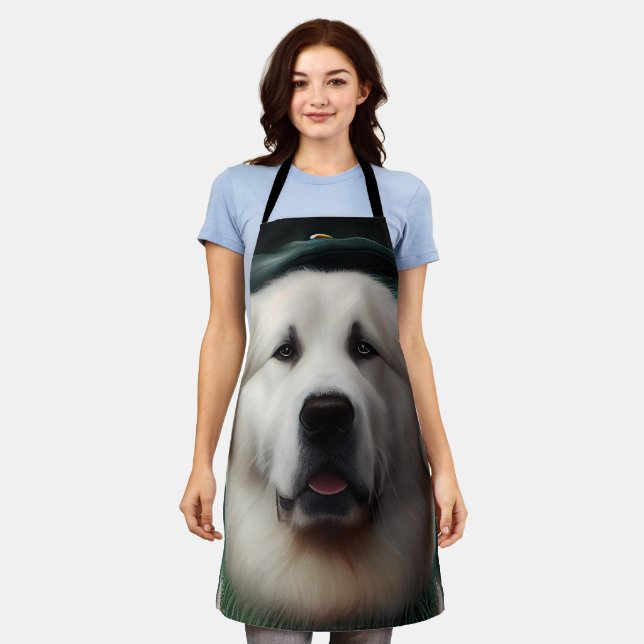 Great Pyrenees Dog in St. Patrick's Day Dress Apron (Worn)