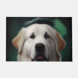 Great Pyrenees Dog in St. Patrick's Day Dress Doormat