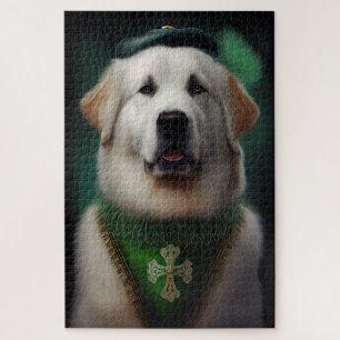 Great Pyrenees Dog in St. Patrick's Day Dress Jigsaw Puzzle