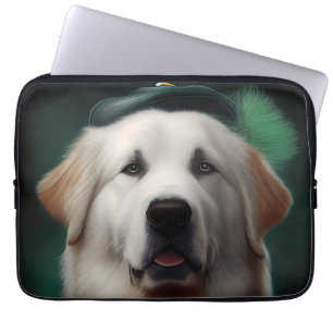 Great Pyrenees Dog in St. Patrick's Day Dress Laptop Sleeve