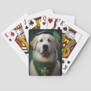 Great Pyrenees Dog in St. Patrick's Day Dress Playing Cards