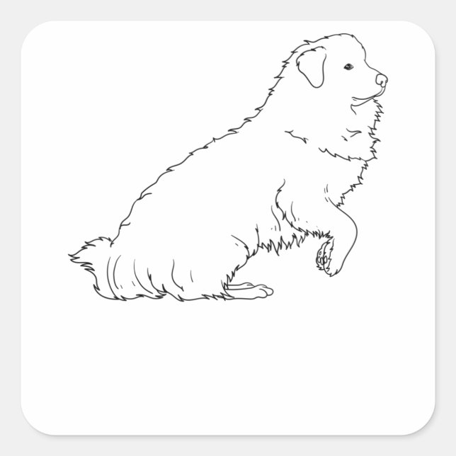 Great Pyrenees Dog Line Art Square Sticker (Front)
