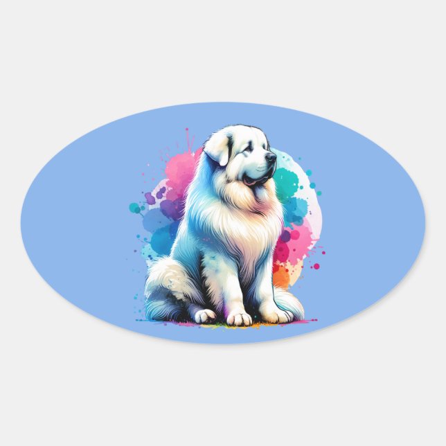 Great Pyrenees Dog Oval Sticker (Front)