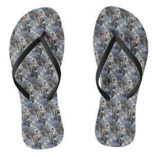 Great Pyrenees Dog Riding Motorcycle Christmas Flip Flops