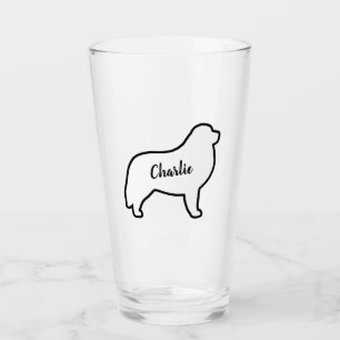 Great Pyrenees Dog Silhouette Outline Personalized Glass