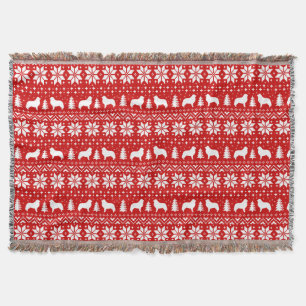 Great Pyrenees Dog Silhouettes Christmas Holiday Throw Blanket