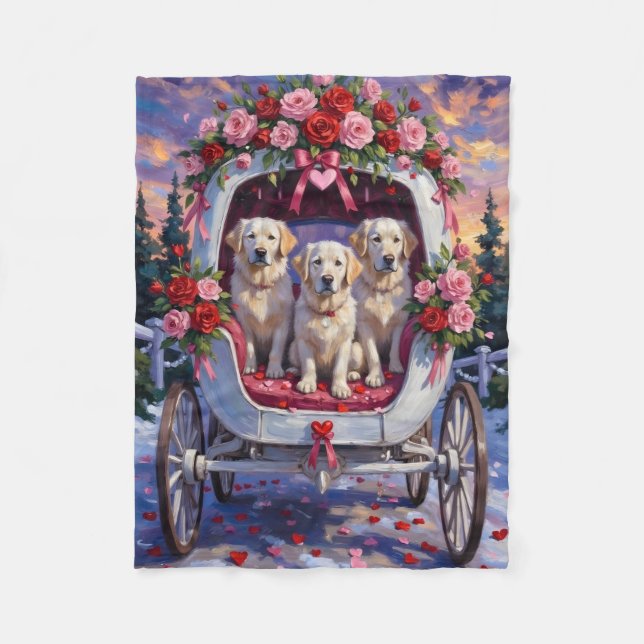 Great Pyrenees Dog Valentine's Day Fleece Blanket (Front)