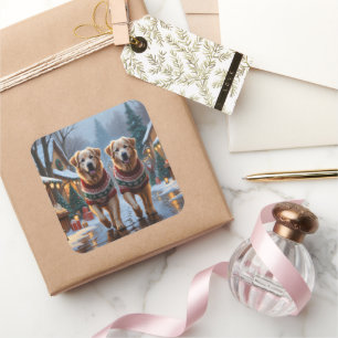 Great Pyrenees Dogs Christmas Snow Holiday  Square Sticker