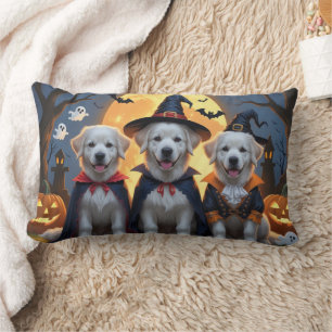 Great Pyrenees Dogs Pumpkin Halloween Funny  Lumbar Pillow
