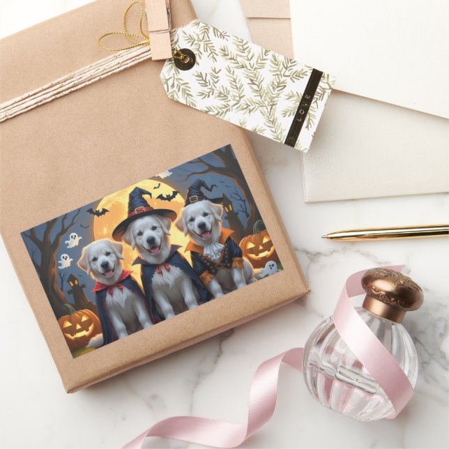 Great Pyrenees Dogs Pumpkin Halloween Funny  Sticker (Gifting)