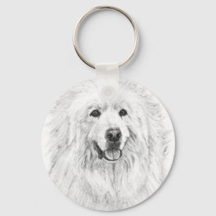 Great Pyrenees Drawing Keychain