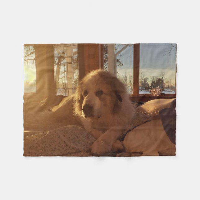 Great Pyrenees Fleece Blanket (Front (Horizontal))
