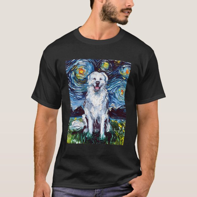 Great Pyrenees Full Version Starry Night Dog Art B T-Shirt (Front)