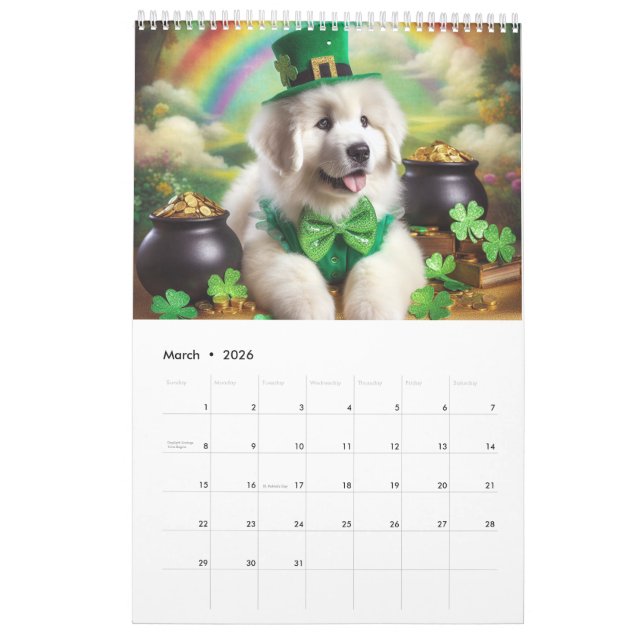 Great Pyrenees Fun Calendar (Mar 2026)