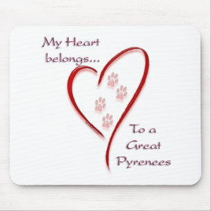 Great Pyrenees Heart Belongs Mouse Pad
