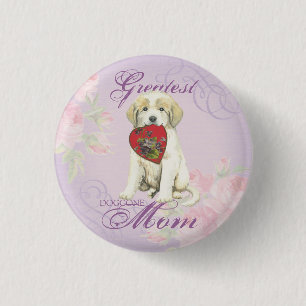Great Pyrenees Heart Mom 1 Inch Round Button