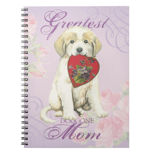 Great Pyrenees Heart Mom Notebook (Front)