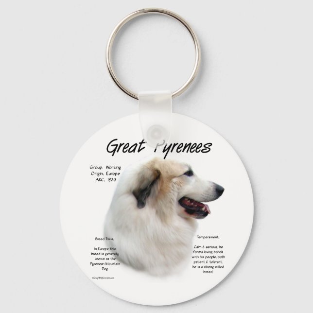 Great Pyrenees History Design Keychain (Front)