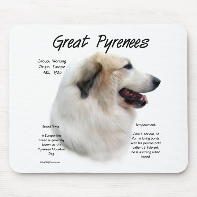 Great Pyrenees History Design Mouse Pad (Front)