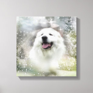 Great Pyrenees Holiday Scene Canvas Print