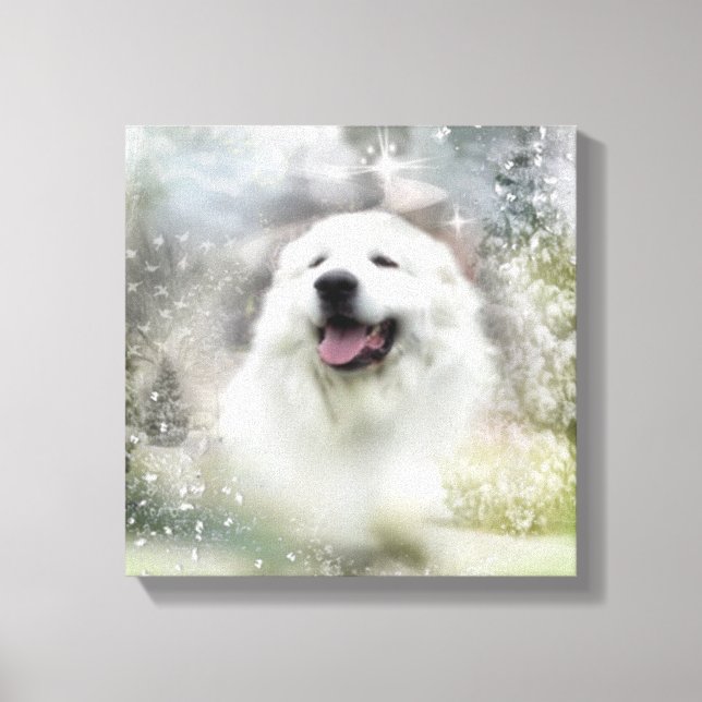 Great Pyrenees Holiday Scene Canvas Print (Front)