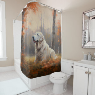 Great Pyrenees in Autumn Leaves Fall Inspire 