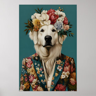 Great Pyrenees In Suit Poster, Great Pyrenees Poster