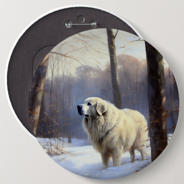 Great Pyrenees Let It Snow Christmas  6 Inch Round Button (Front & Back)