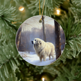 Great Pyrenees Let It Snow Christmas Ceramic Ornament
