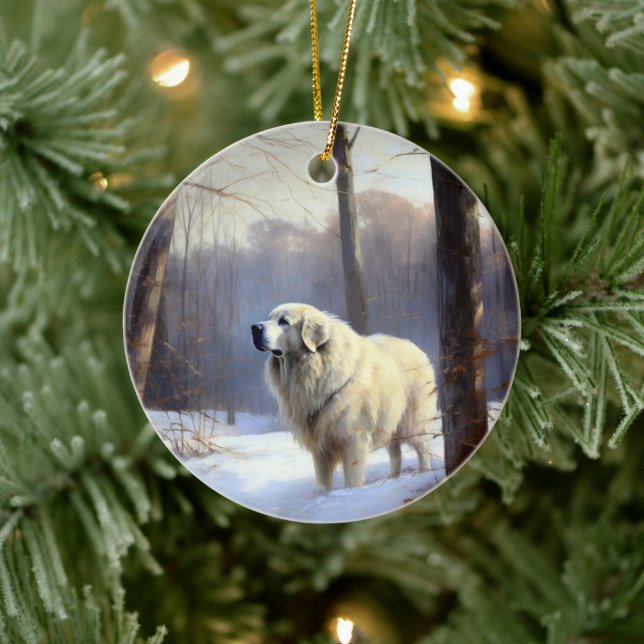 Great Pyrenees Let It Snow Christmas  Ceramic Ornament (Tree)